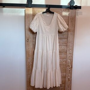 MOTHER Cream Maxi Dress with Puff Sleeves